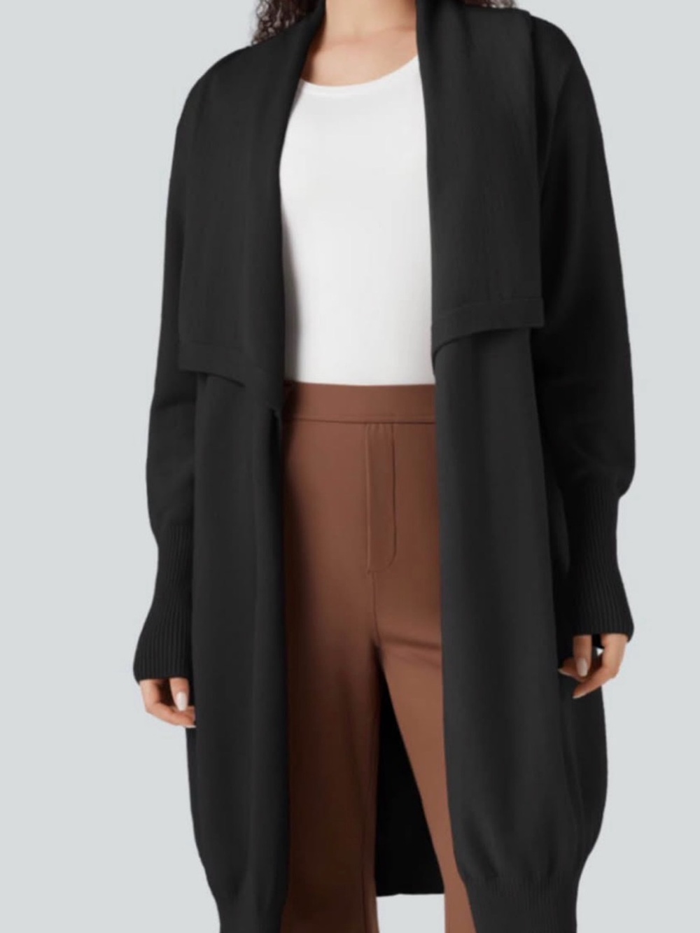 Halara NWT Black Open-Front Longline Sweater Cardigan- Large